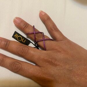 nOir Jewelry Pink Stone Hinge Ring NWT size 6